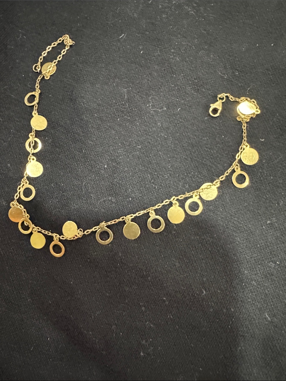Gold-Tone Disc Charm Anklet/Bracelet - Elegant Coin Link Design